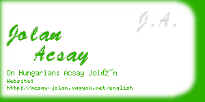 jolan acsay business card